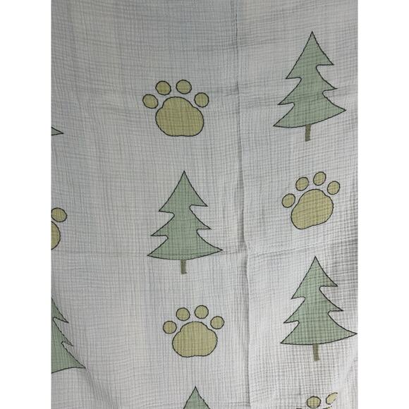 Colorado Kids Gear Muslin Swaddle Baby Blanket Tree Paw Print Cotton Green - Picture 3 of 4